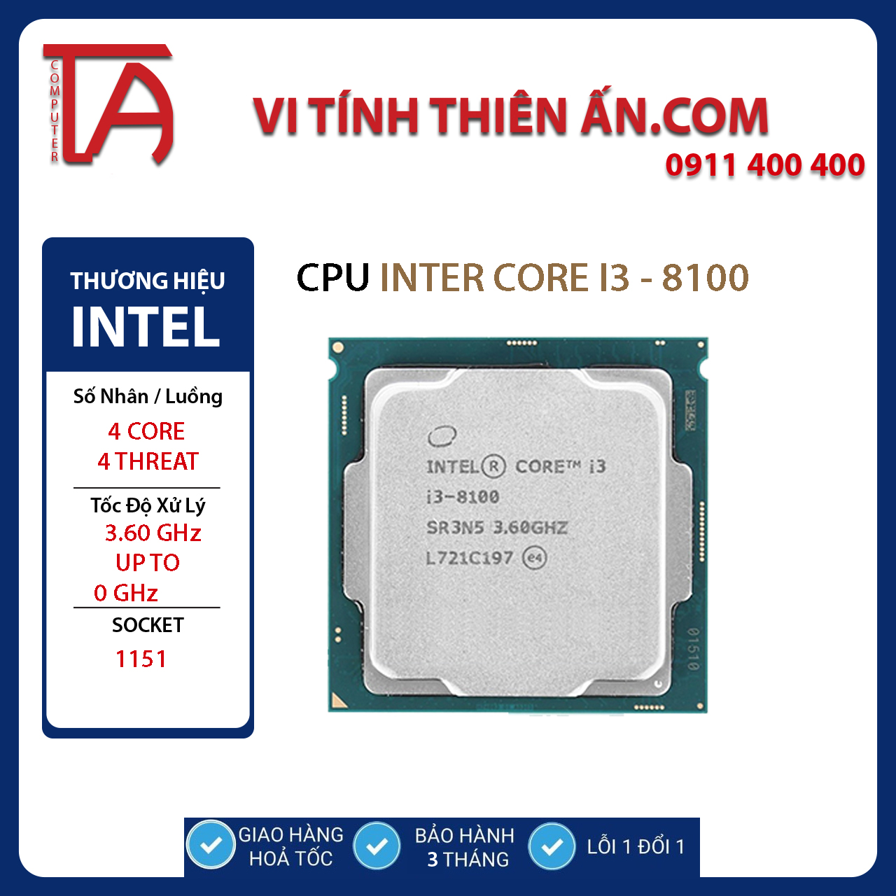 CPU Intel Core I5 8500 ( 3.0GHz / 9M  / 6 nhân 6 luồng )