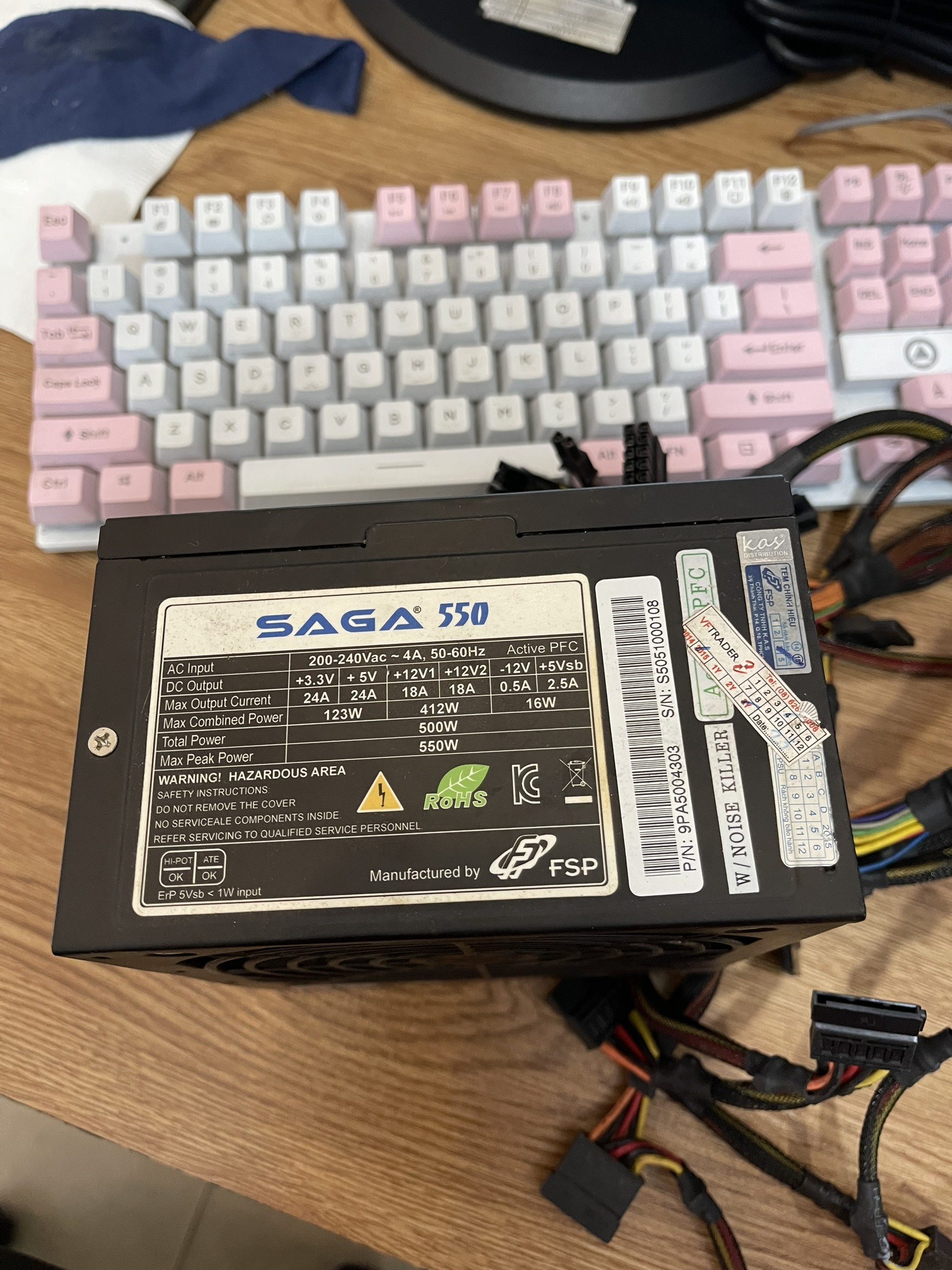 Nguồn Saga 450W công suất thực 8 pin CPU + 8 Pin VGA