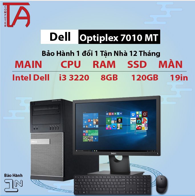 Máy bộ văn phòng Dell chạy i3 8100 + Màn 19 inch