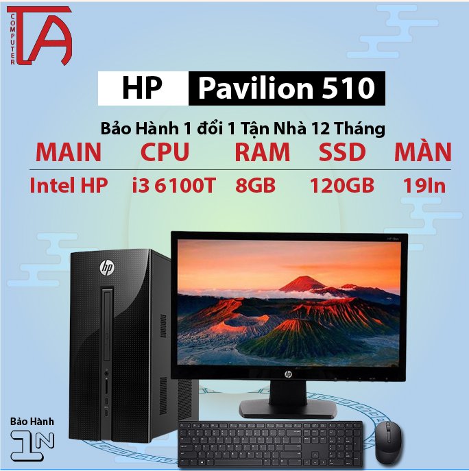 Máy Tính Văn Phòng HP 510 Chip I3 6100T + Màn Hình 19 inch